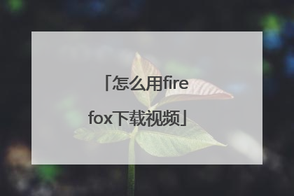 怎么用firefox下载视频